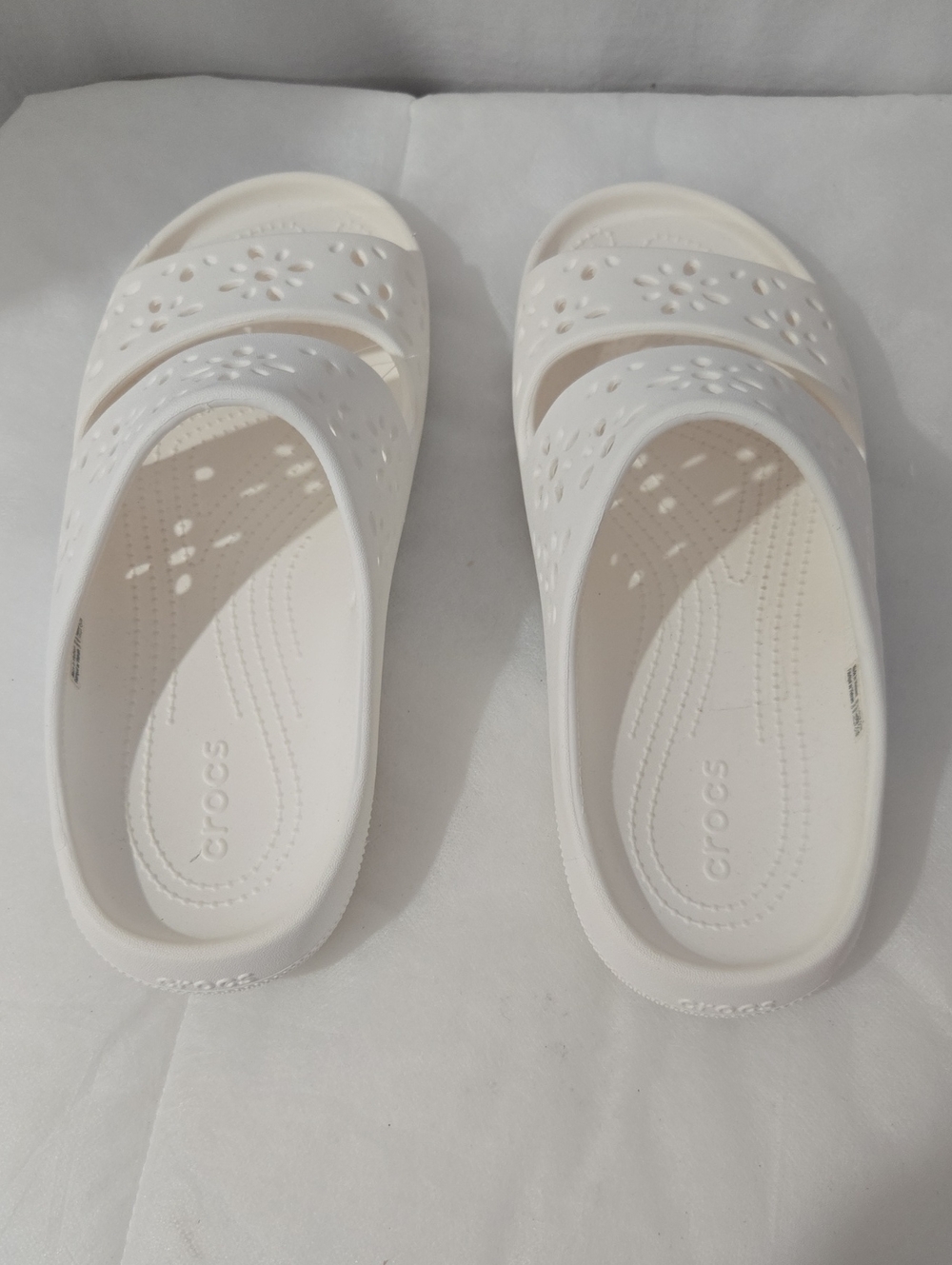 Crocs Women’s White Dual-Strap Slide Sandals